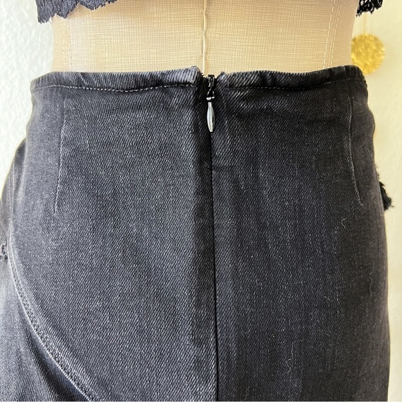 ZARA Trafaluc Black Frayed Zipper Denim Mini Skirt - Picture 13 of 16